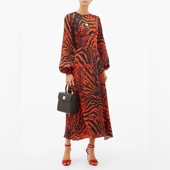 Borgo De Nor Elista black and red dress abstract bamboo and tiger stripe pattern - Picture 1 of 13